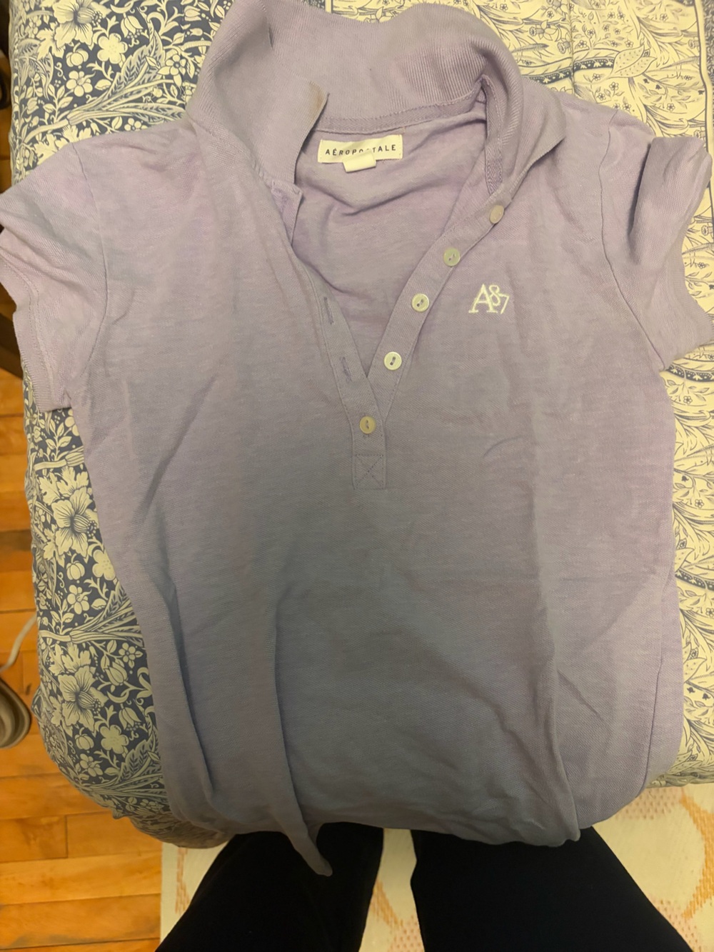 Aeropostale Lavender V-Neck Button Polo Top